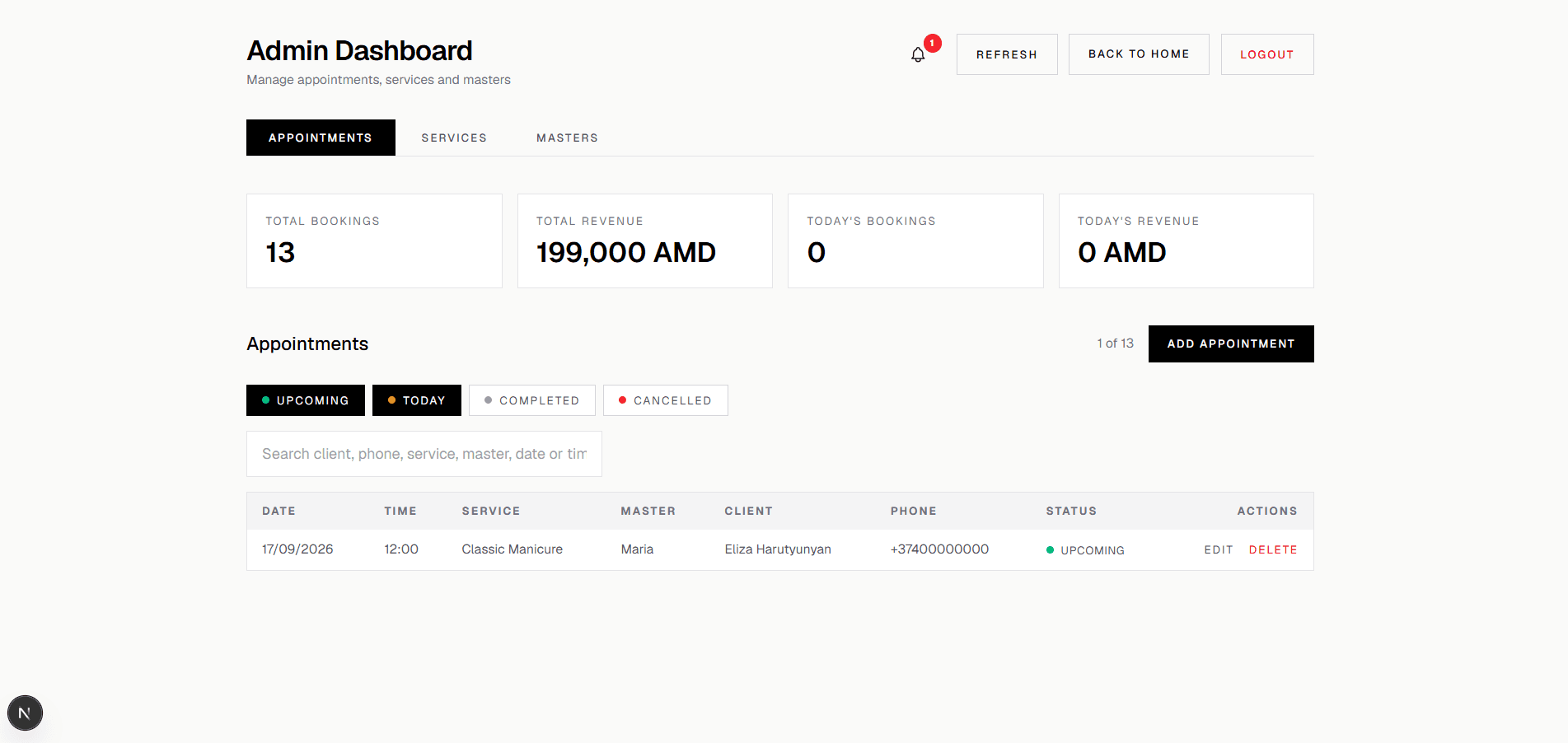 You see and manage appointments in one place.